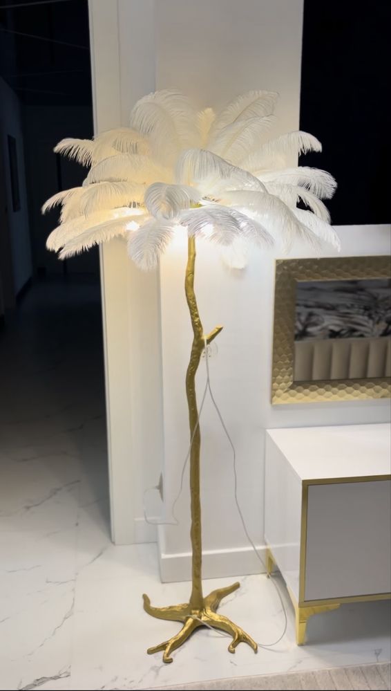Nowoczesna lampa stojąca Glamour z piórami! Różne kolory! Nowa! OKAZJA