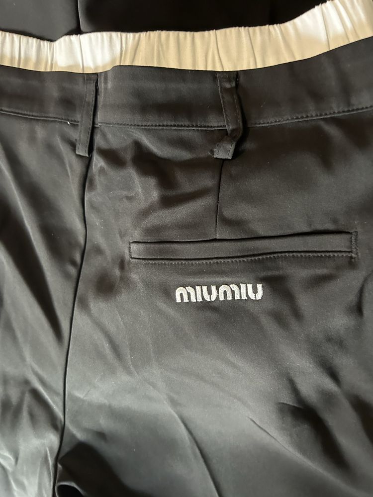 Spodnie dzwony nowe Miu miu XL szerokie nogawki czarne premium jakość