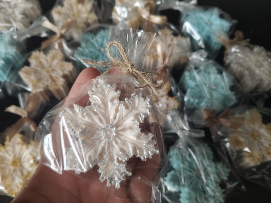 Mydełko śnieżynka. Upominek świąteczny,Mikołajkowy.