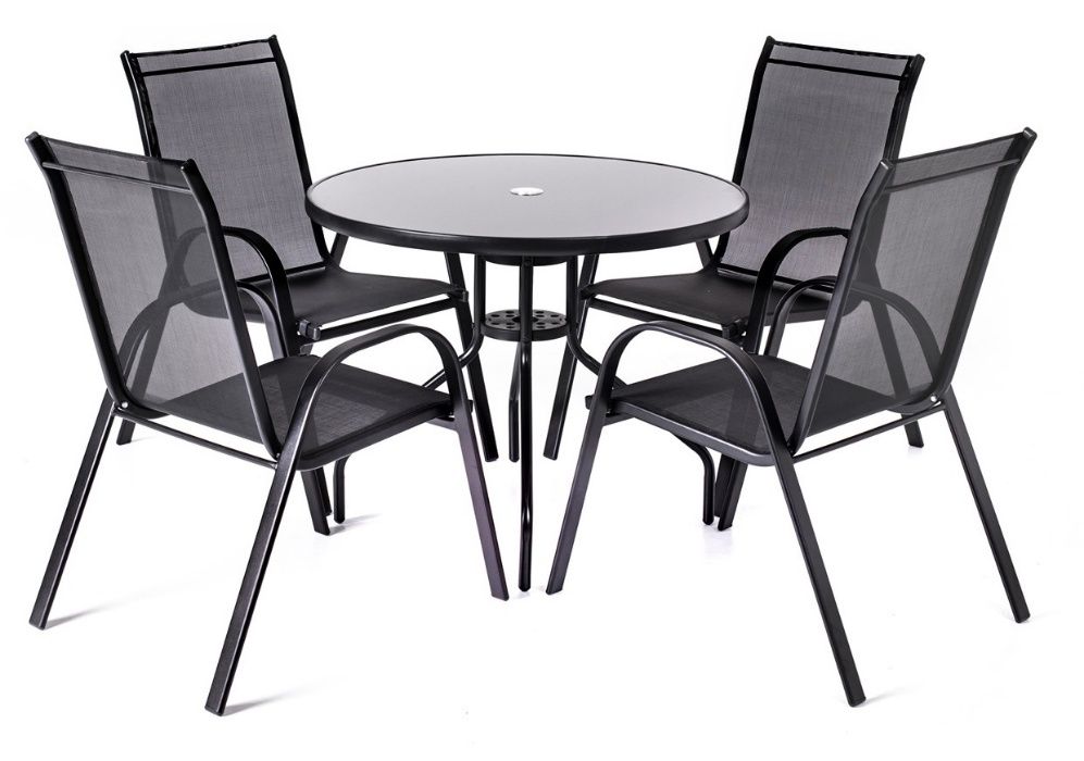 Zestaw mebli tarasowych stół szklany + 4 krzesła