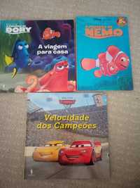 3 livros da DISNEY (carros FAÍSCA , procura Nemo , dory) NOVOS
