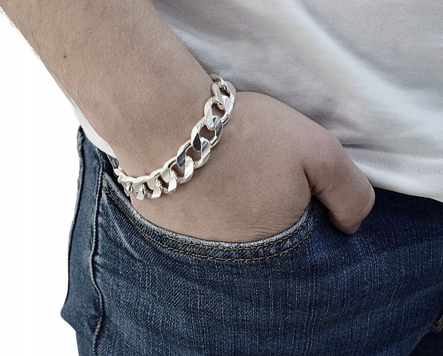 Srebrna Gruba Bransoleta Pancerka 1,50 cm Szeroka GRAWER GRATIS