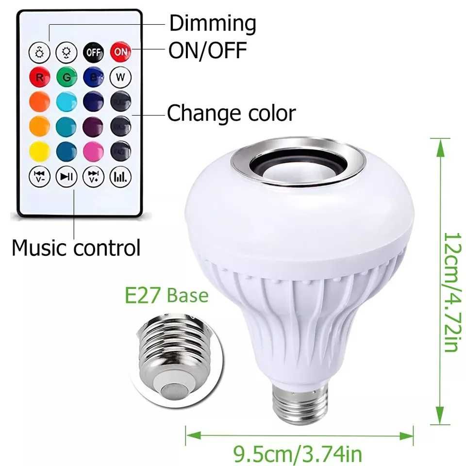 Led rgb bulbo e27 bluetooth alto-falante