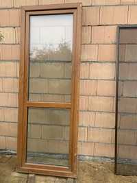 Drzwi wejsciowe balkonowe złoty dąb pcv plastikowe