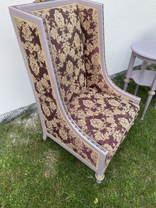 Komplet mebli Ludwik XIV XV, Kanapa, stolik, fotele, krzesła, stół