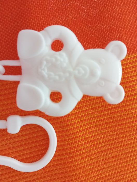 Prende-chupetas Urso Branco plástico