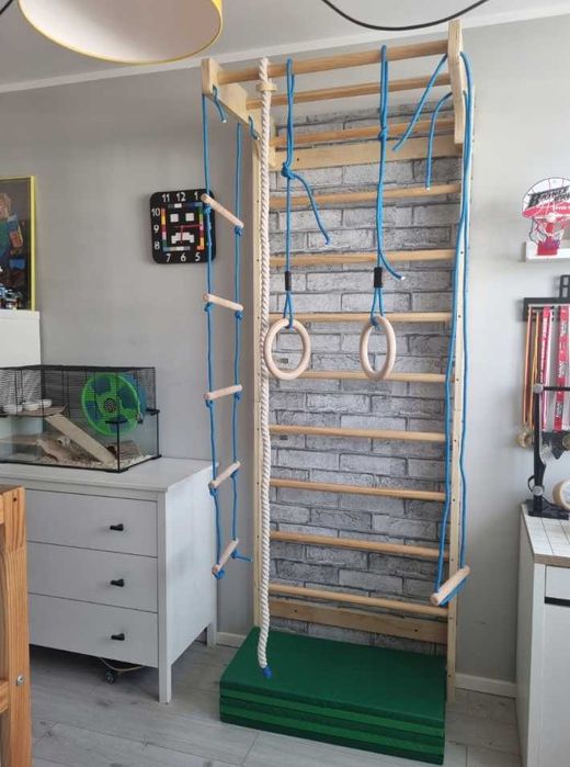 drabinka gimnastyczna dla dzieci drewniana 220 cm 120 kg + Akcesoria