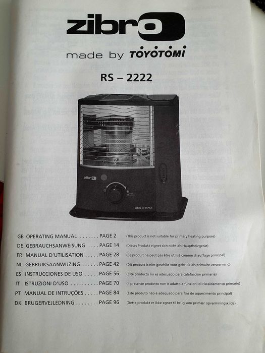 Aquecedor Zibro Toyotomi Rs 222