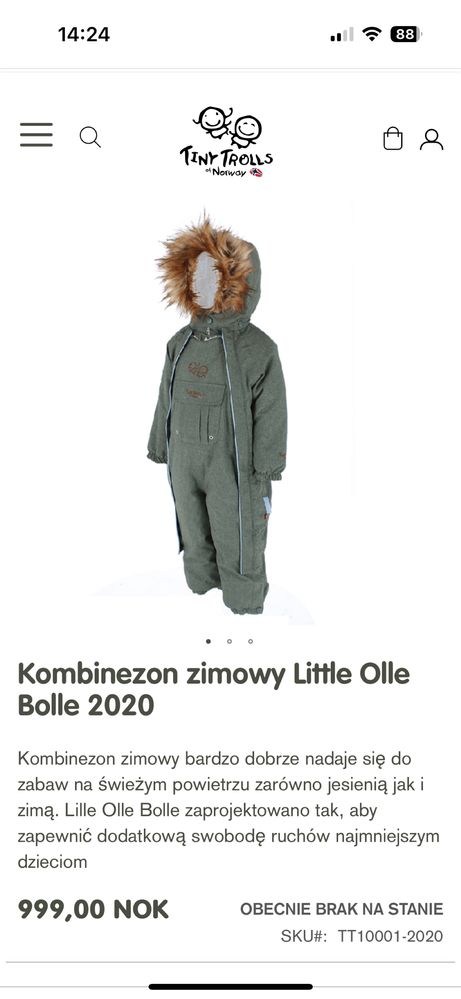 Kobinezon zimowy Tiny Trolls 86 cm