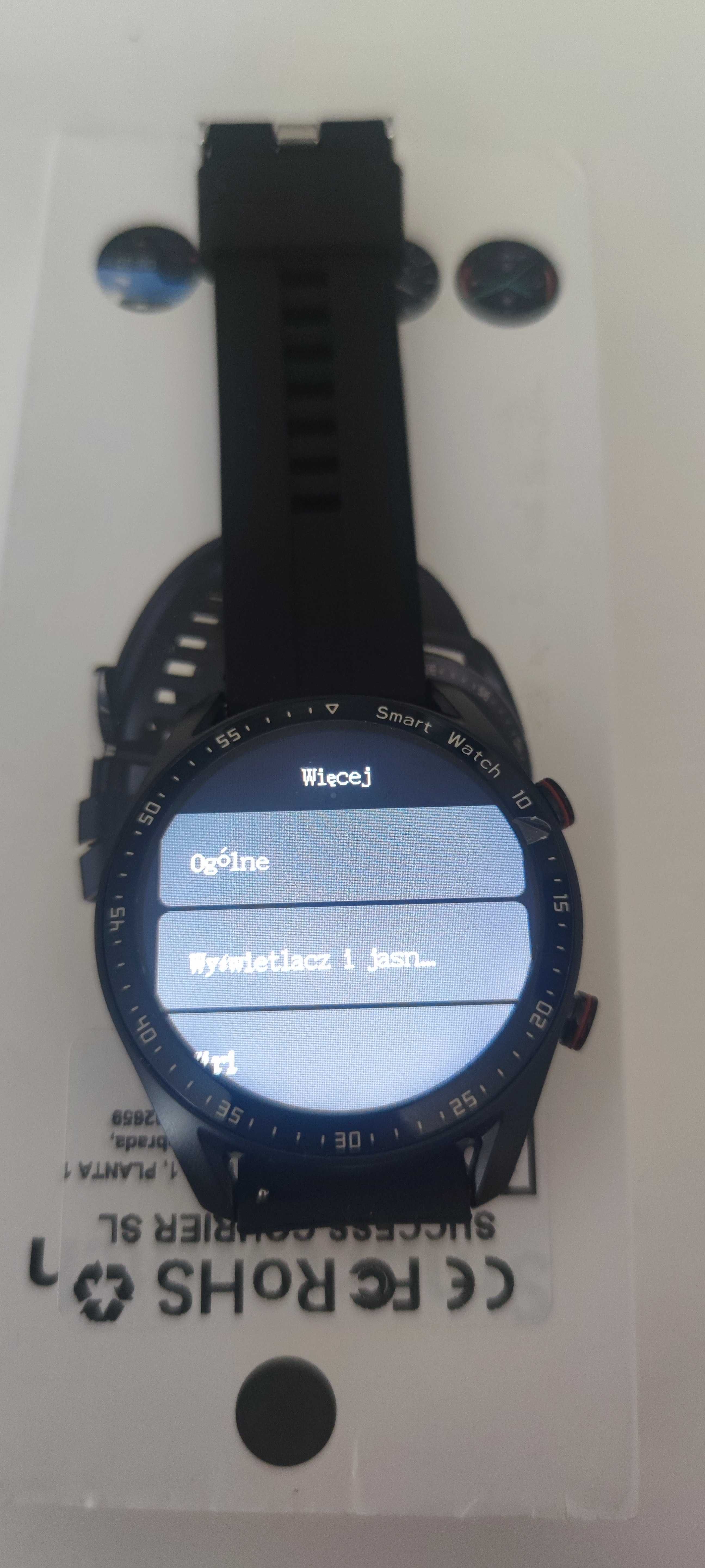 Smart watch 1.28" ekran, 200mAh,IP67,BT4.0, APP, polski,sen,PPG,czarny