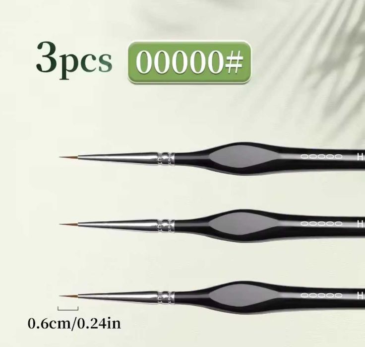 Набір пензликів 3 шт6 мм для мініатюр, акрилових фарб та деталізації