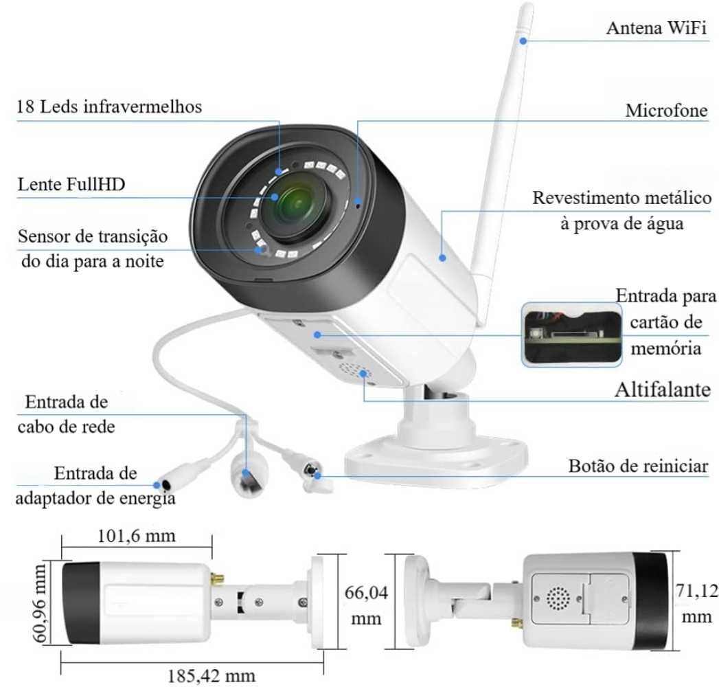 Conjunto ‼️ 8 Canais ‼️ 8 Câmaras ‼️ WiFi ‼️ 3MP ‼️ Deteção Movimento