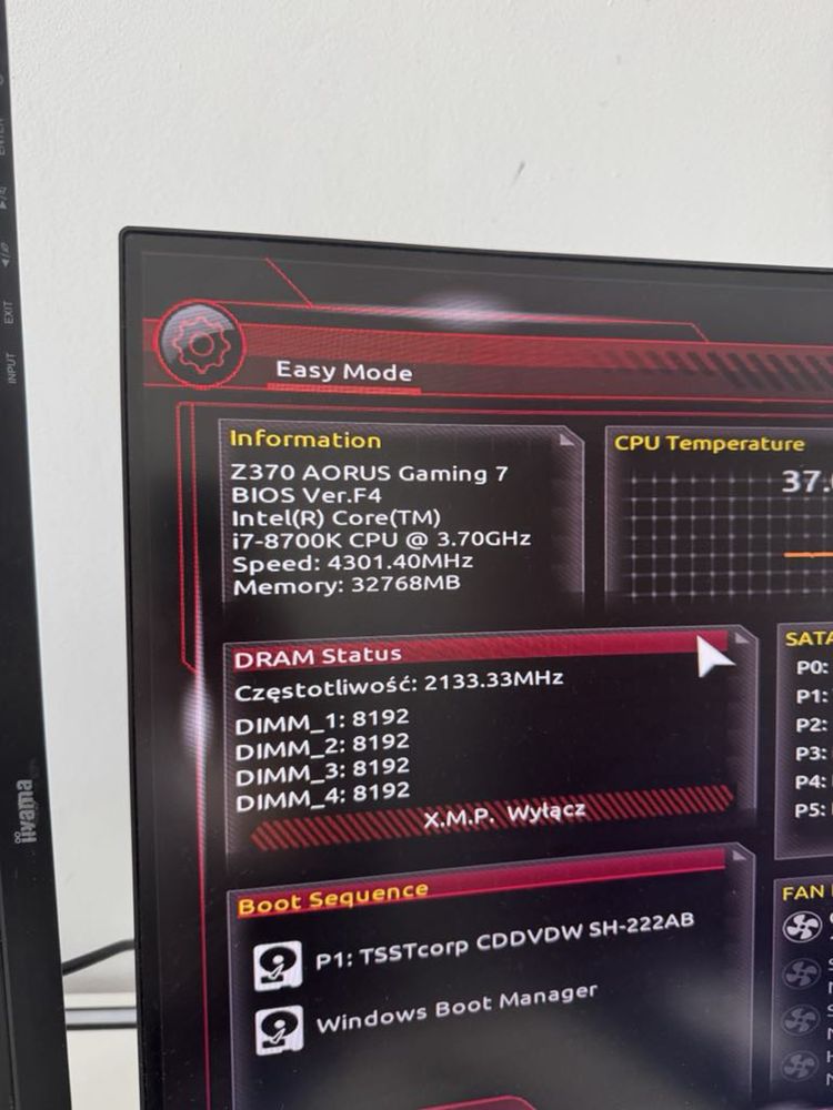Aorus Z370 G7, i7-8700k, 4x8 3000Mhz CL14