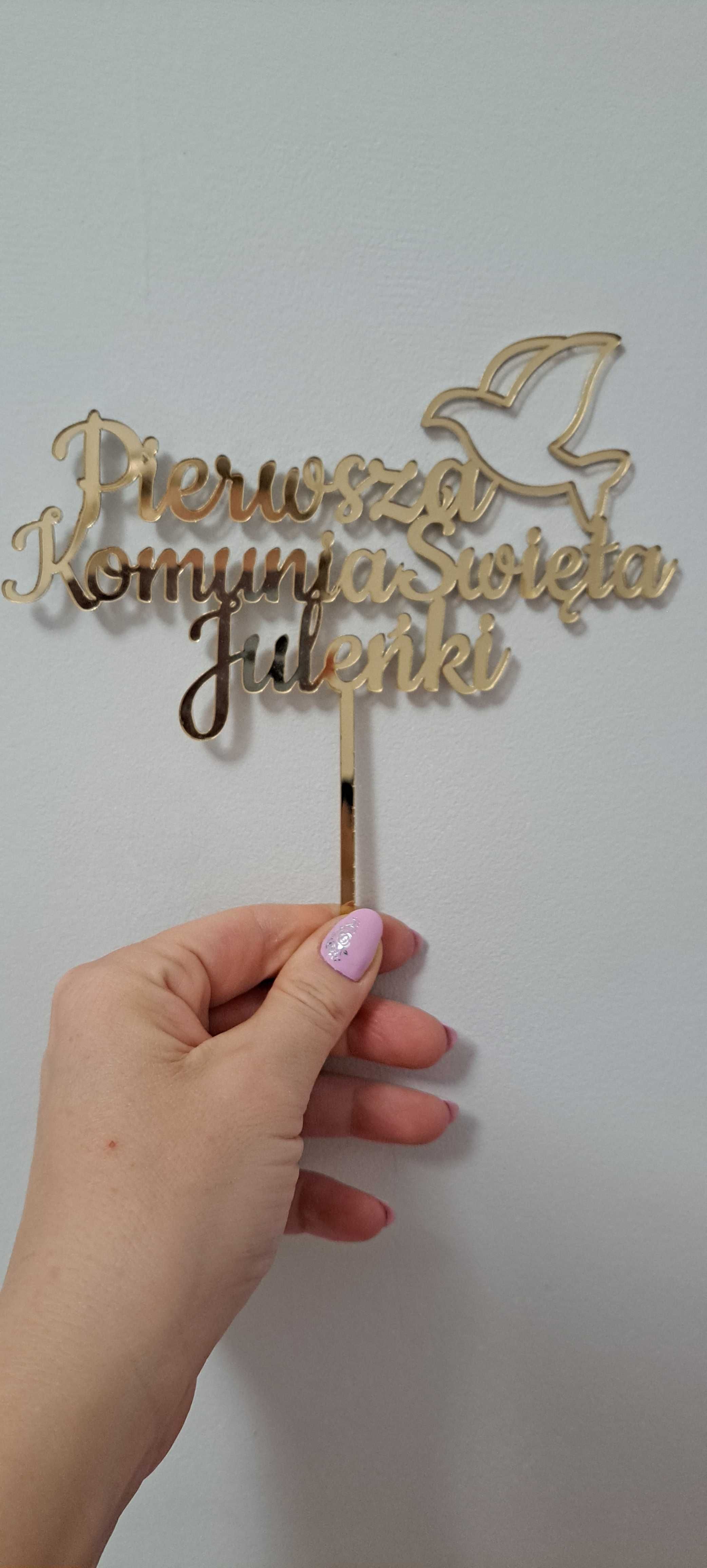 Topper na tort komunia z imieniem