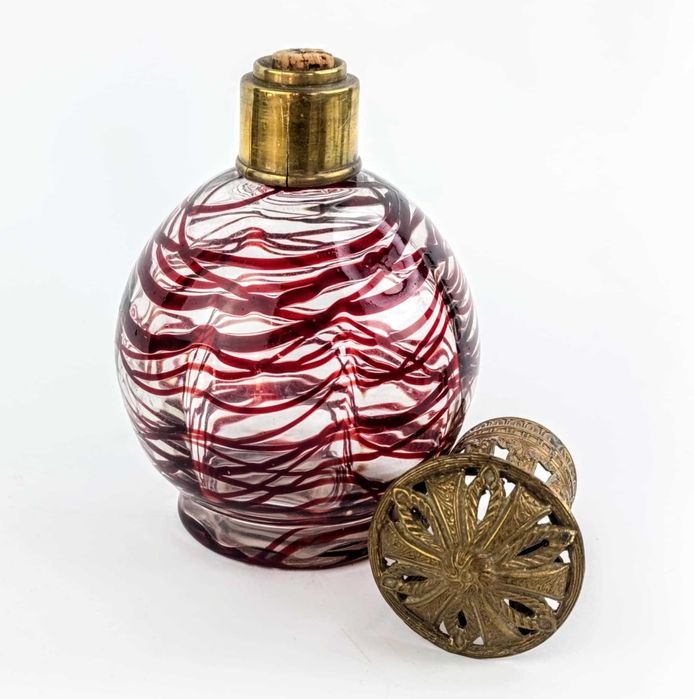 Lampa zapachowa antyczna szkło i mosiądz XIX w.