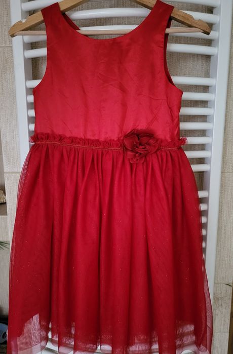 wizytowa, tiulowa, balowa sukienka na szerokich ramiączkach H&M 140