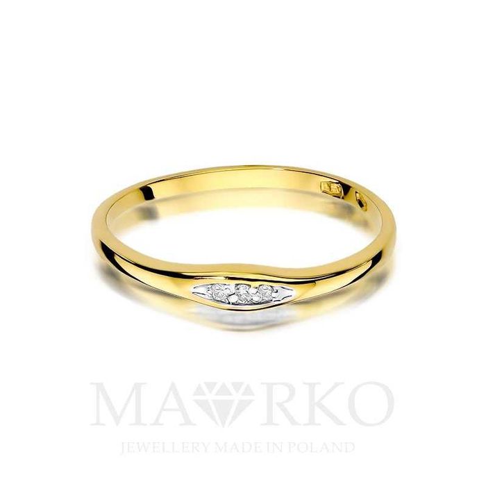 Złoty pierścionek zaręczynowy 585 (14K) z brylantami 0,02ct roz. 21