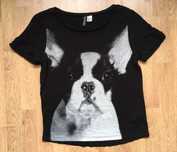 Czarna koszulka 100% wiskoza mops black&white oversize