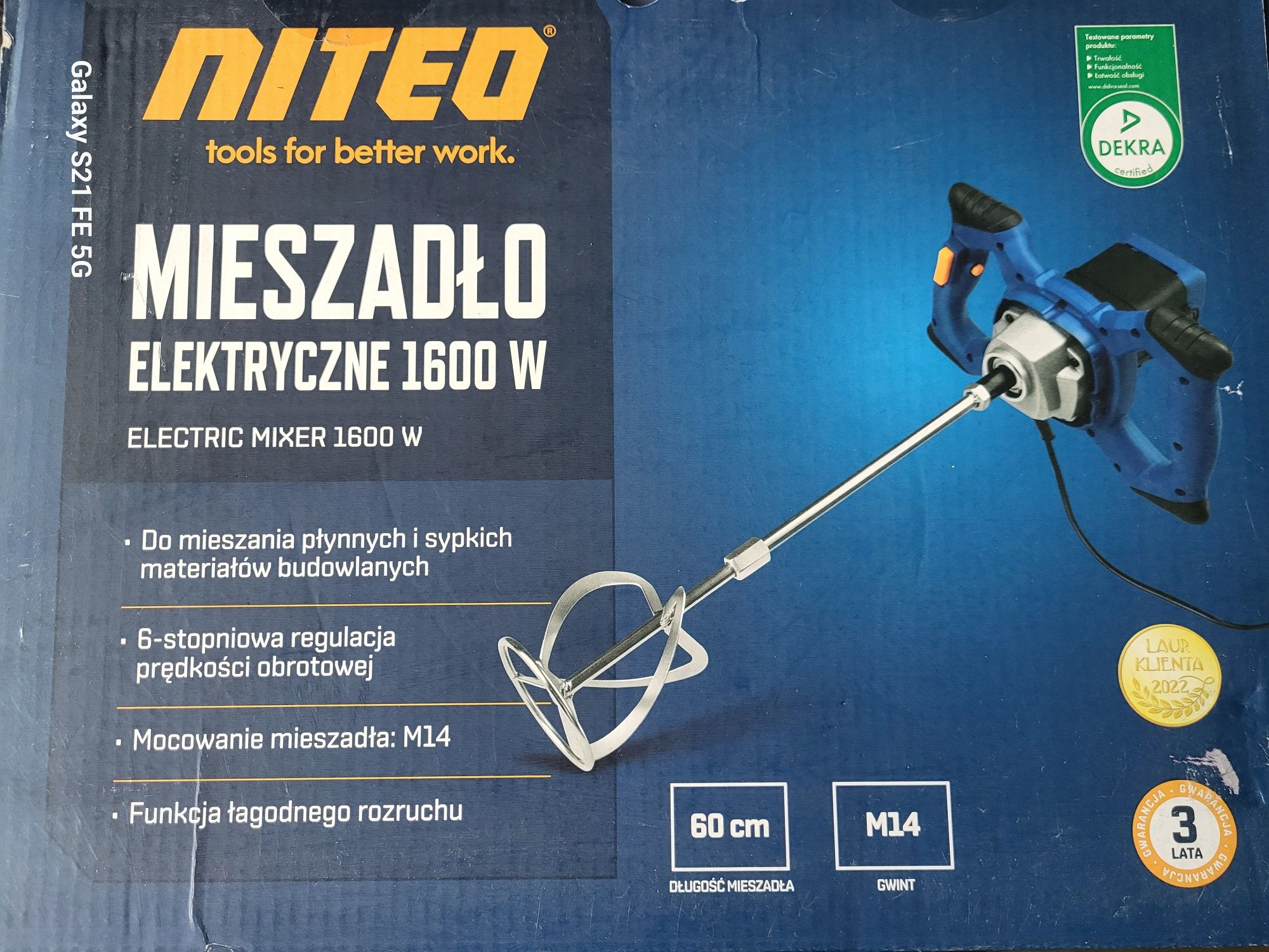 Nowe Mieszadło elektryczne 1600W /Gwint M14 /Długość mieszadła 60cm