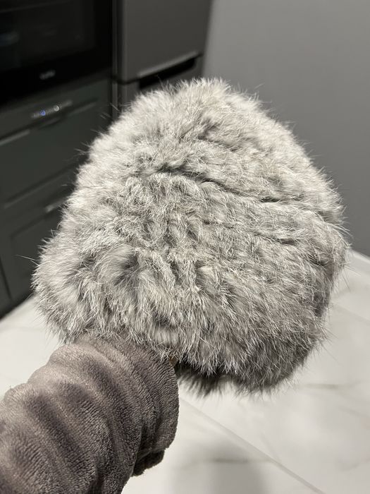 Шапка вязаная кролик мех