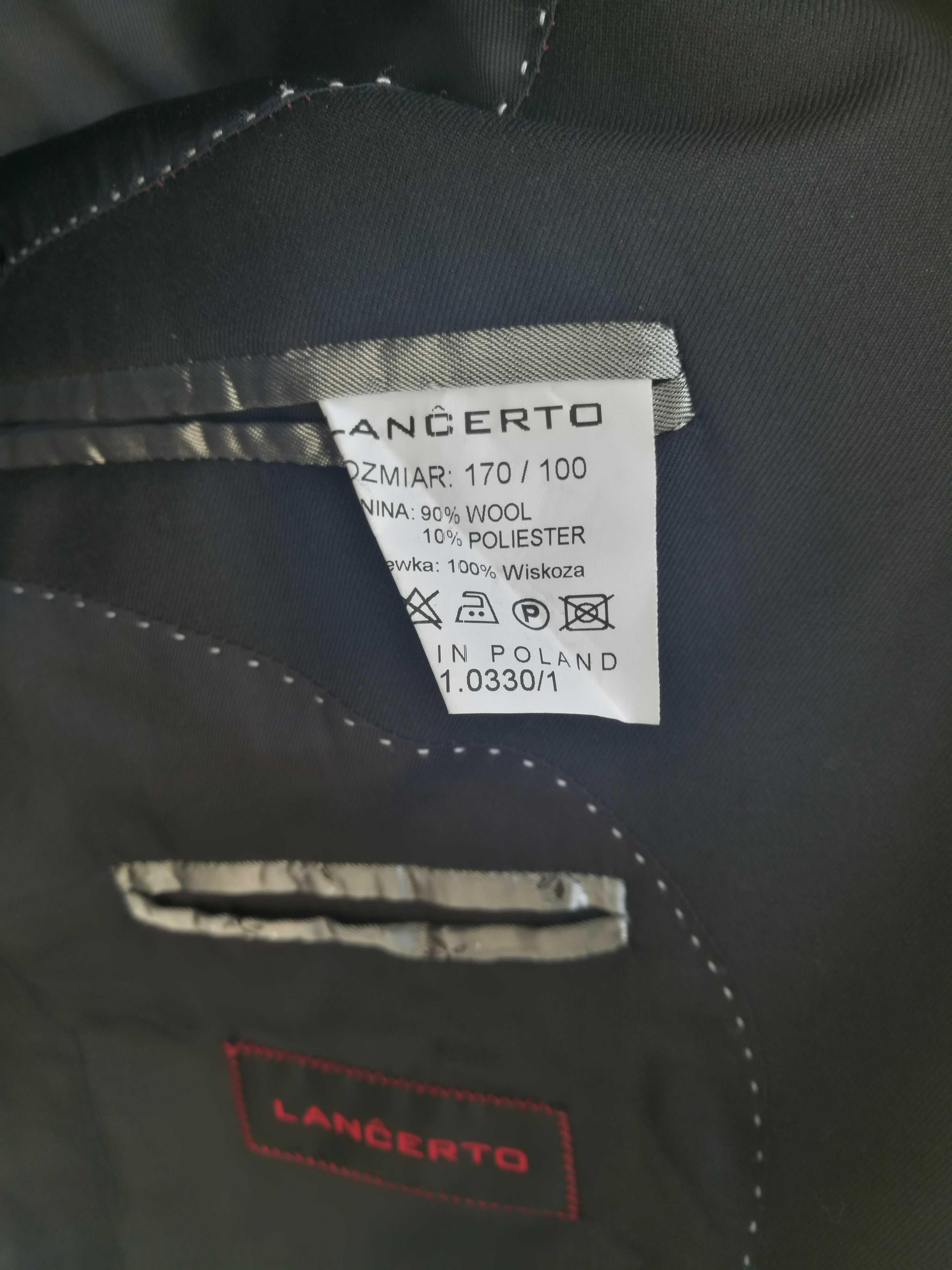 Czarny elegancki garnitur męski LANCERTO 170/100 90% wełna