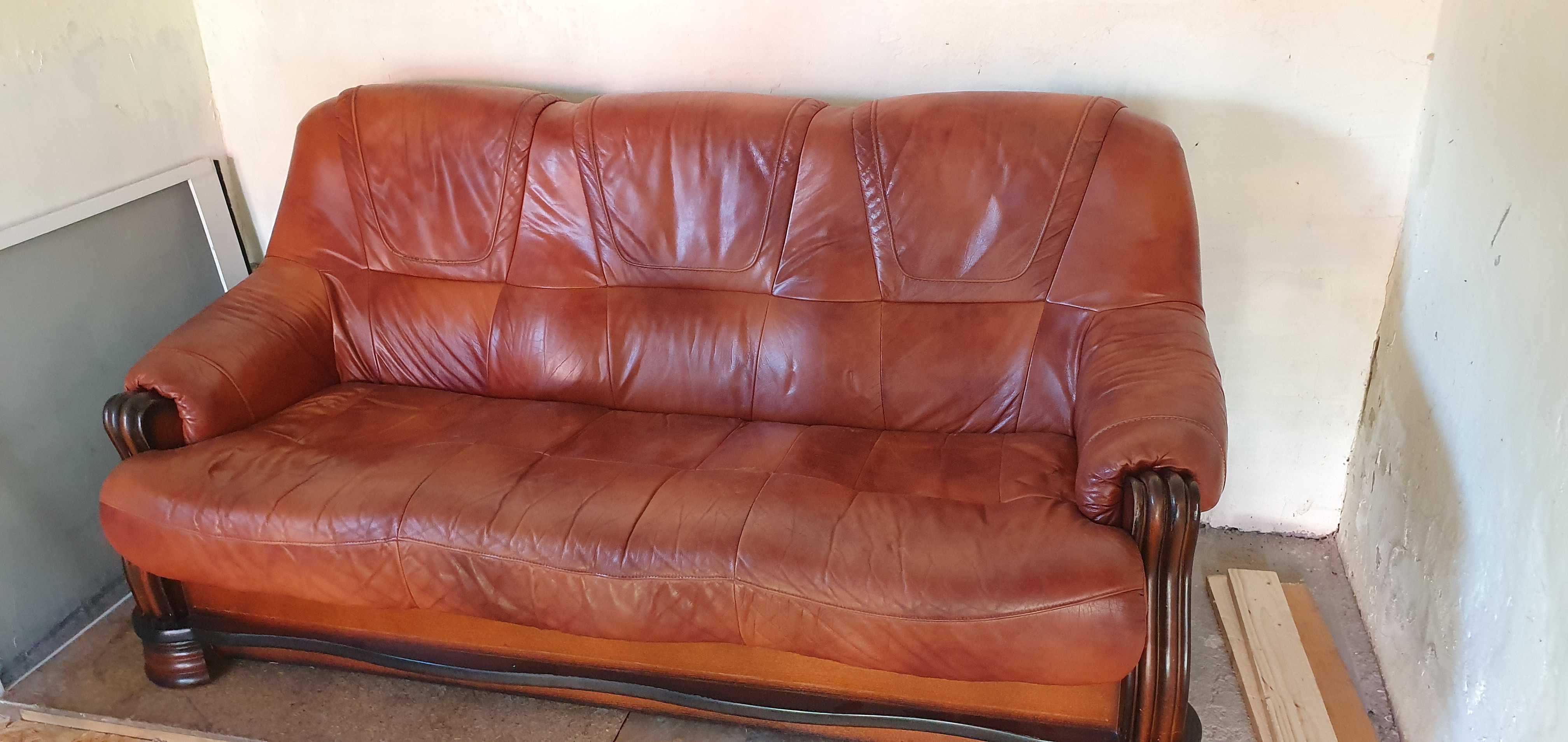 Sofa skórzana 3 osobowa rozkładana z funkcją spania