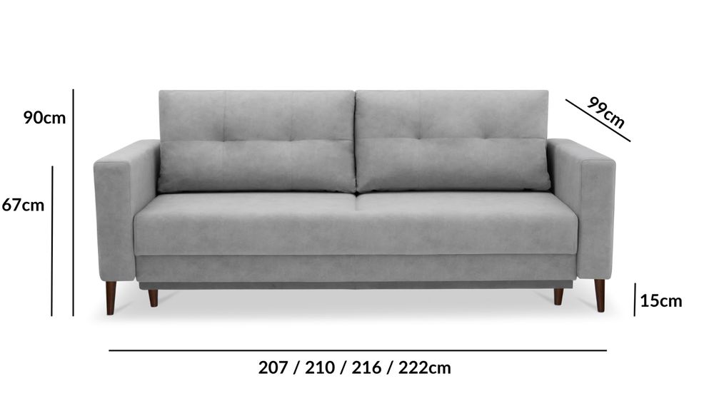 Sofa DL Benet rozkładana z funkcją spania brazowa skóra