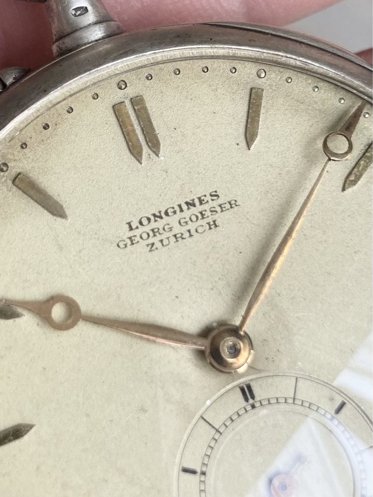 Zegarek kieszonkowy Longines Zurich srebrny z 1917