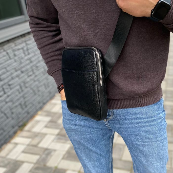 Компактна чоловіча сумка з натуральної шкіри планшетка Tablet mini