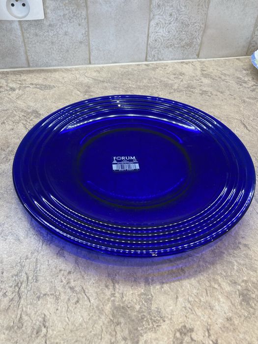 Talerz patera kobaltowa szklana
