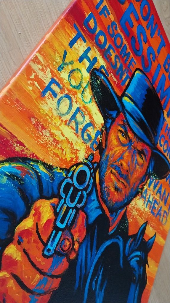 Abstrakcja Clint Eastwood Pop Art 60x90 duży malowany obraz