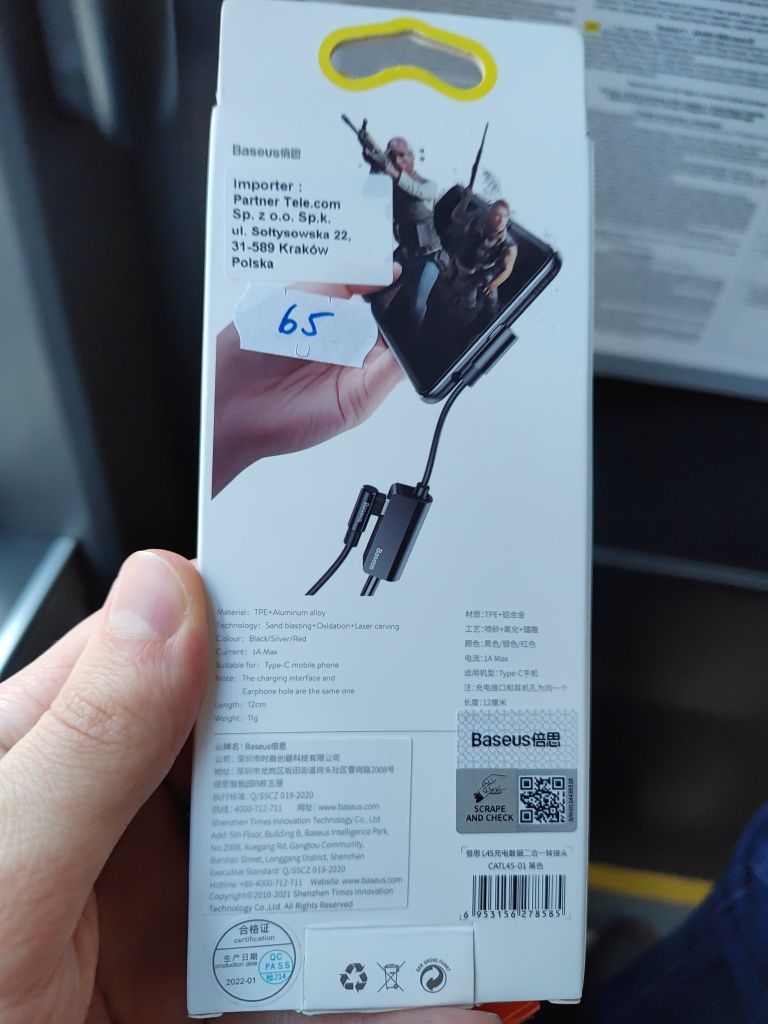 Przejściówka USB C minijack Baseus