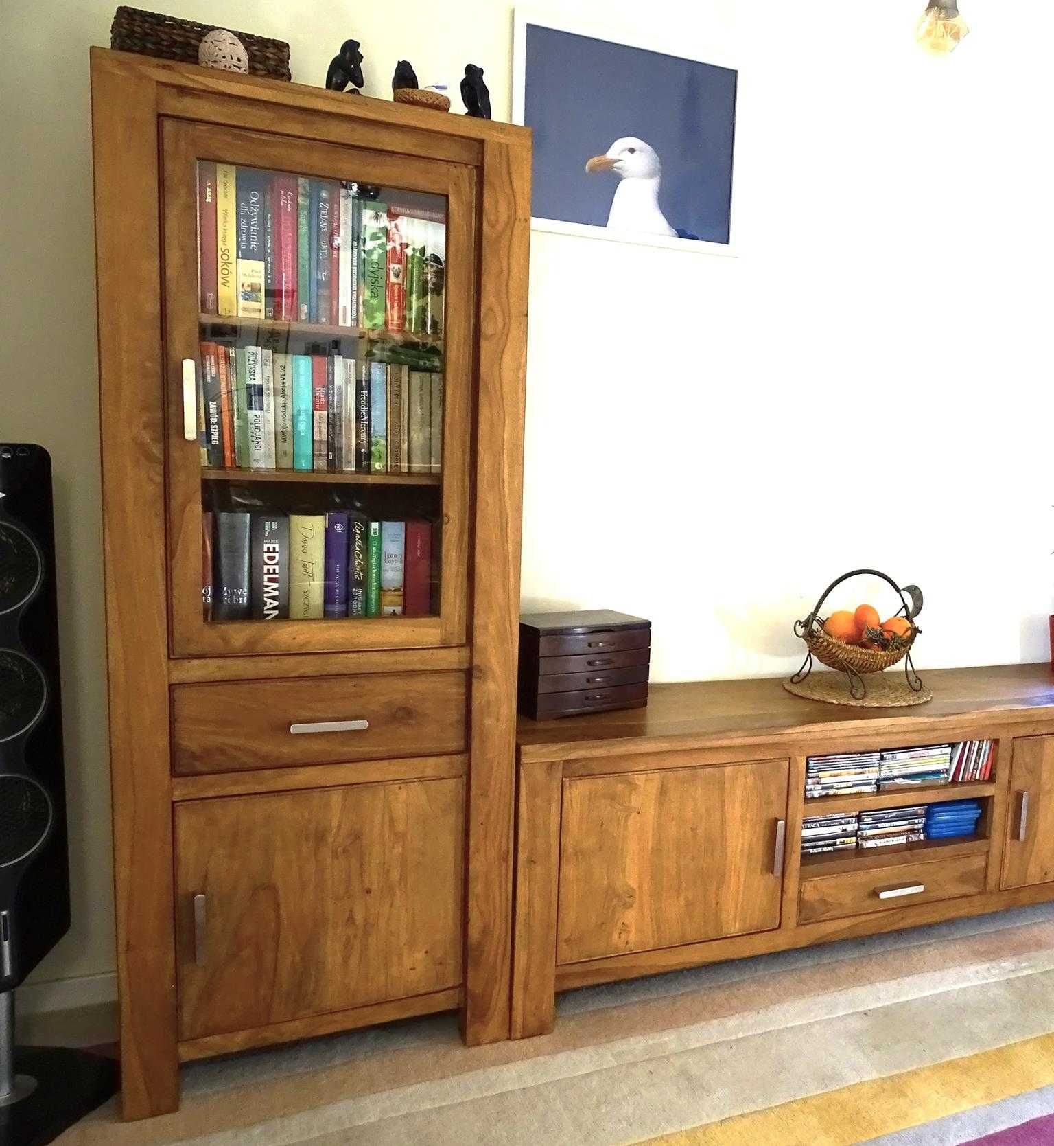 Biblioteczka / witryna kolonialna z drewna MANGO - AlmiDecor - ŚLICZNA