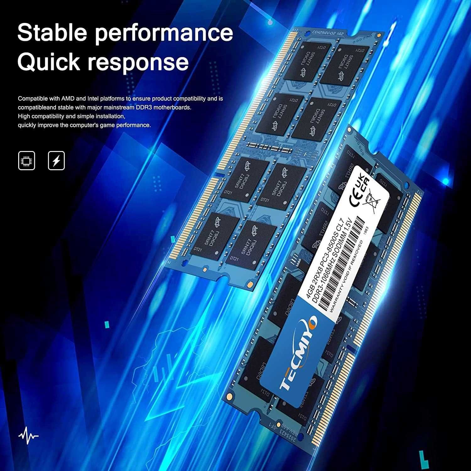 Pamięć Do Laptopa 2x4GB DDR3 1066 Mhz SODIMM PC3-8500S CL7 204Pin 1,5V