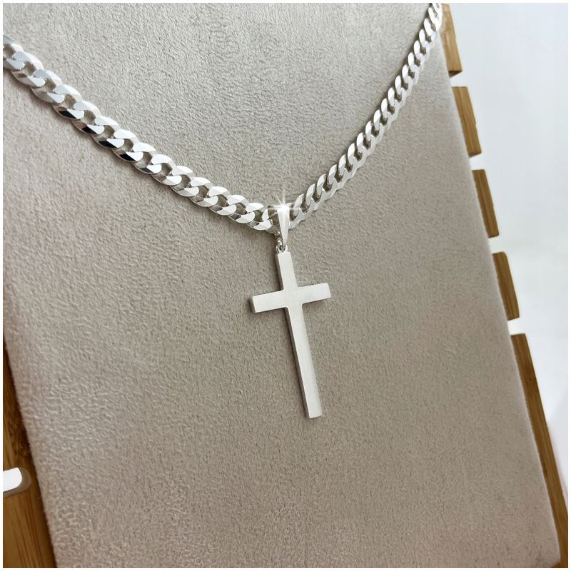 Łańcuszek Srebrny Męski Pancerka Z Krzyżykiem 70cm/6mm Próba 925 + Gra