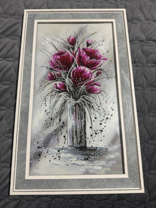 Картина червоний смарагд вишита бісером