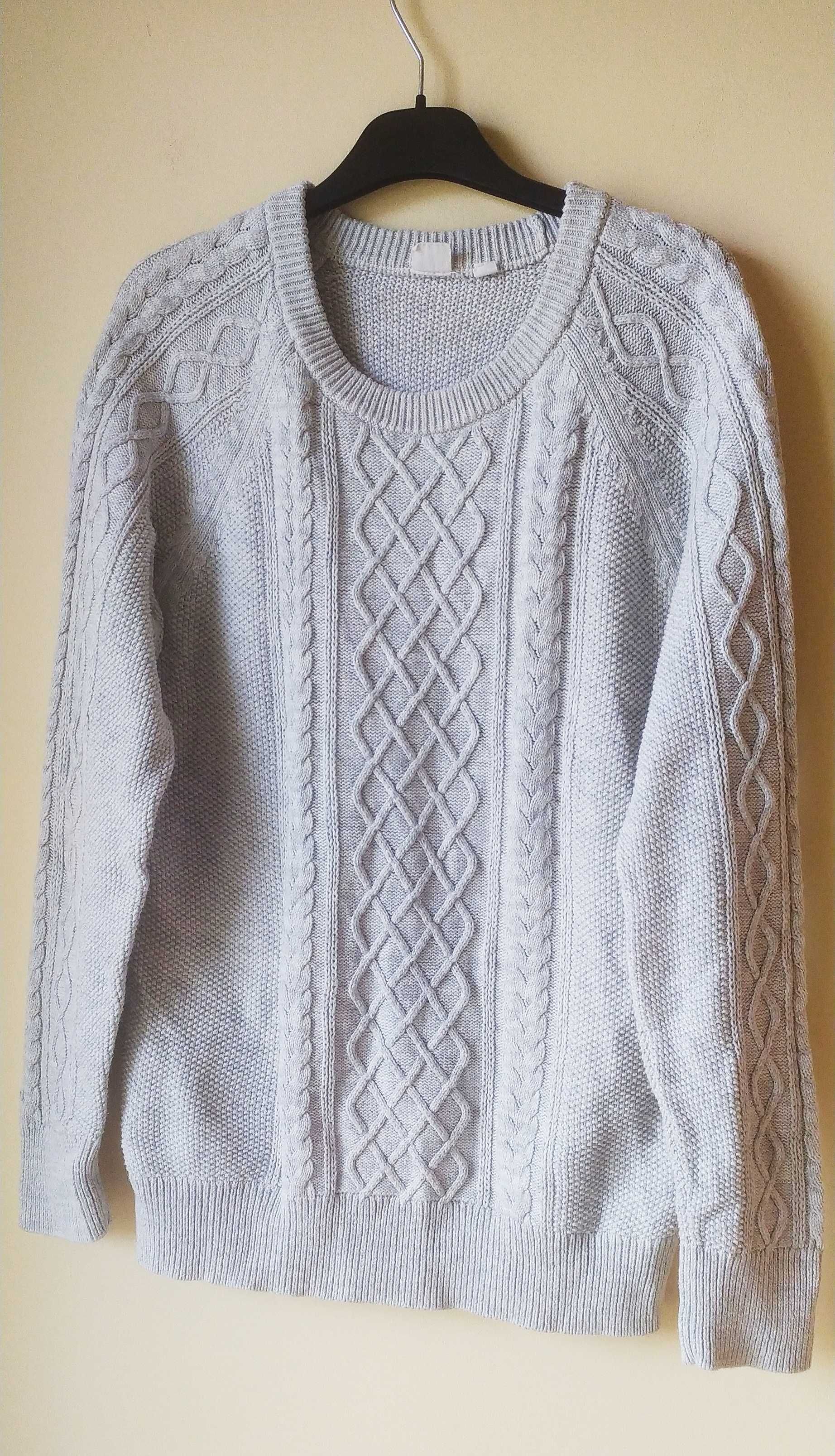 Jasnoszary sweter 100% bawełna,GAP, rozmiar L