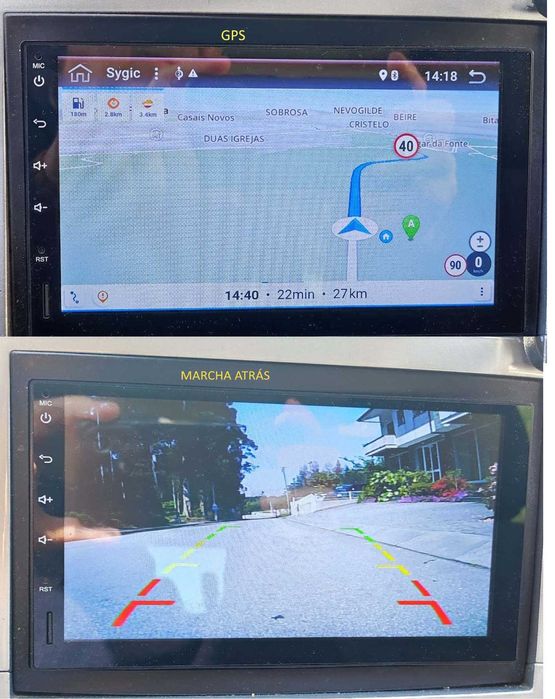 Auto rádio ANDROID+camara M.A. e antena GPS.