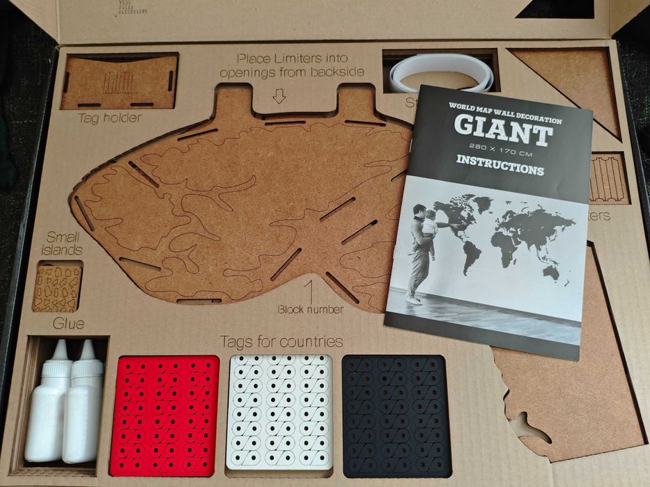 Wooden Amsterdam drewniana HDF mapa świata | 280 x 170 cm - ogromna