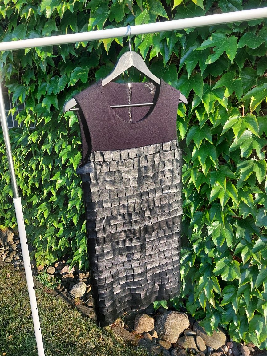 (S) Elegancka czarna sukienka z Mango na imprezę, wesele, uroczystość