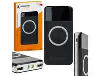 Powerbank indukcyjny 10 000 mah power bank 2x usb latarka czarny