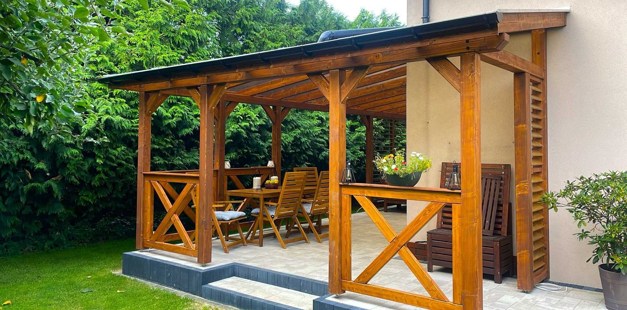 Altana zadaszenie tarasu wiata drewniane pergola ogrodowa poliwęglan