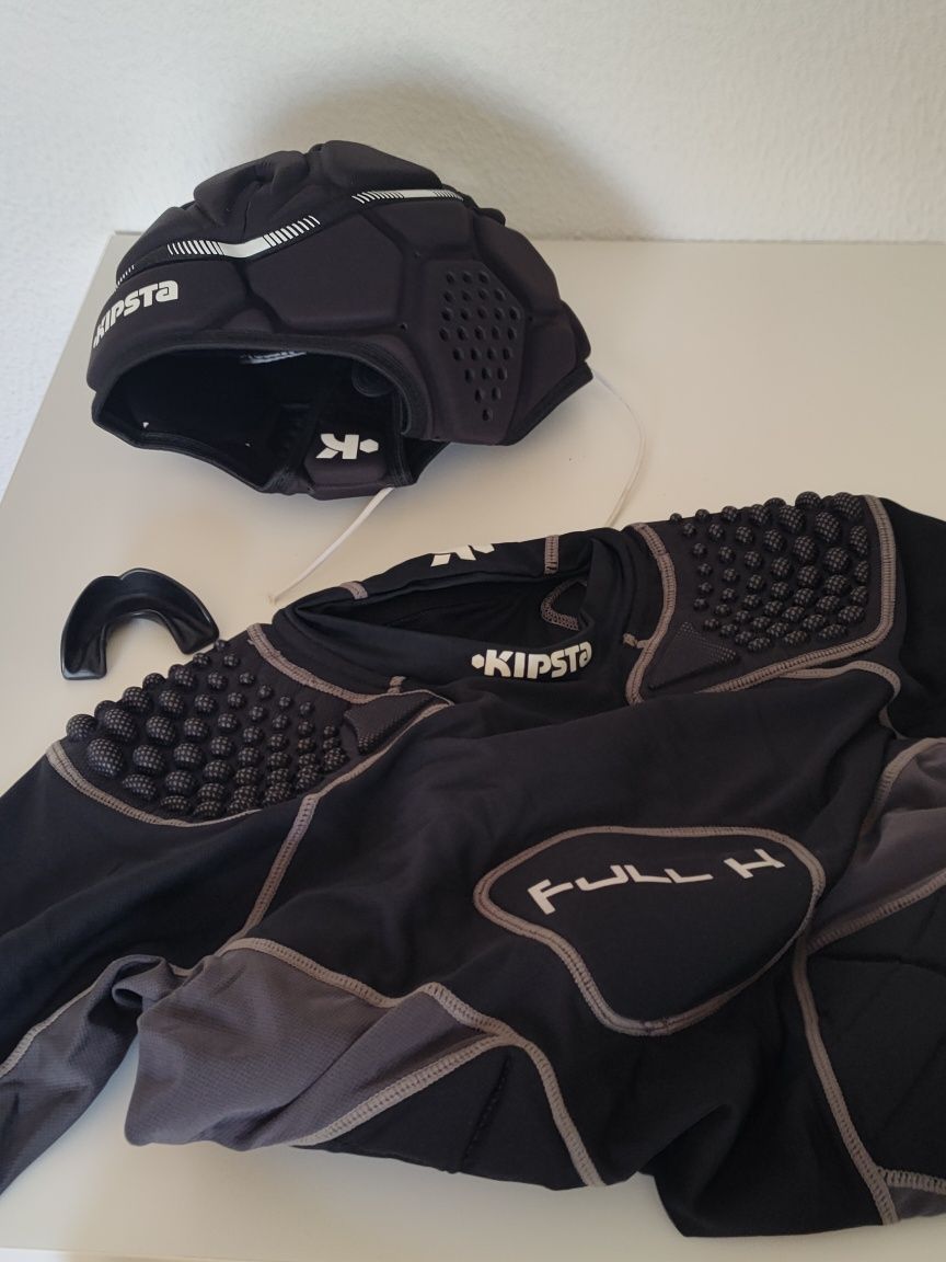 Ombreiras, capacete e proteçãode rugby ,kipsta novos, M