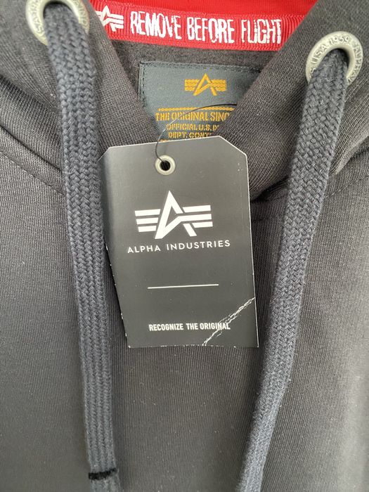 Nowa bluza z kapturem Alpha Industries, czarna, XS