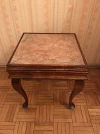 Stolik drewniany z kamiennym blatem/ taboret  (dostępne 3 sztuki)