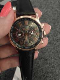 Zegarek damski męski młodzieżowy na pasku uniseks czarny złoty prezent