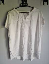 Biała koszulka z wiskozy 40 L asymetryczna zwiewna idealna na lato