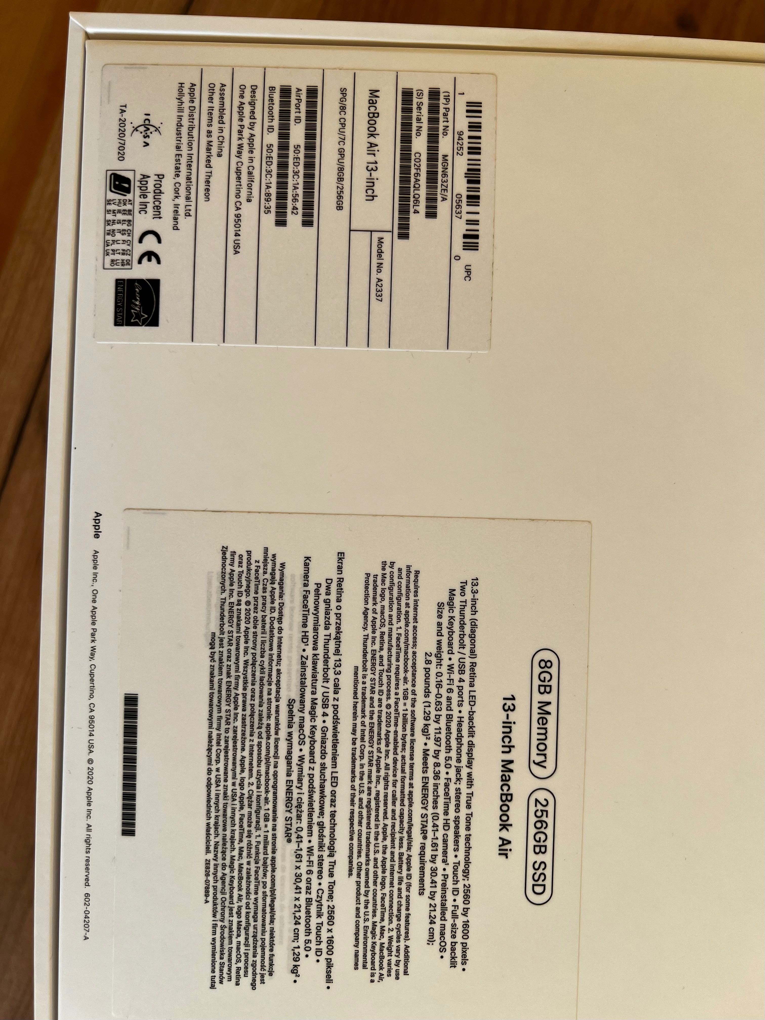 McBook Air 13-inch 8GB Memory 256GB SSD