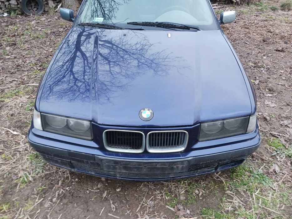 Przód kompletny bmw e36 maska zderzak błotniki lampy pas przedni chłodnice nosek kolor 297/5 Dunkelblau