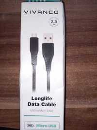 Kabel USB-Micro USB Vivanco LongLife microUSB 18W 2,5m Czarny (61697)